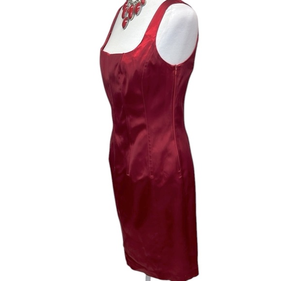 A.B.S Evening Allen Schwartz Satin Dress Red - Picture 4 of 8
